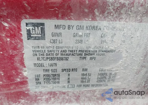 2015 Chevrolet Trax 1Ls from USA, damaged, VIN KL7CJPSB0FB098782